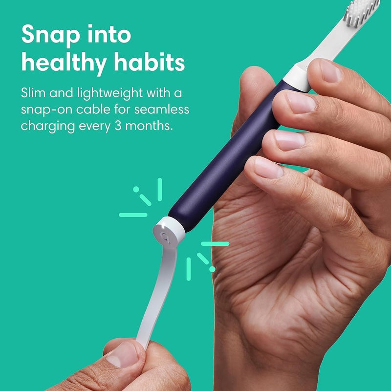quip Rechargeable Sonic Toothbrush for Adults - Timed Electric Toothbrush with Cover - Replaceable Brush Head, Soft Bristles, Plastic Handle - Travel Toothbrush - Midnight - Image 3